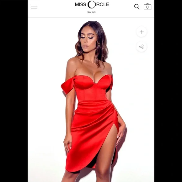 red linen midi dress Red Linen Midi Dress with V-Neck and Split Hem for Elegant Style Red / M